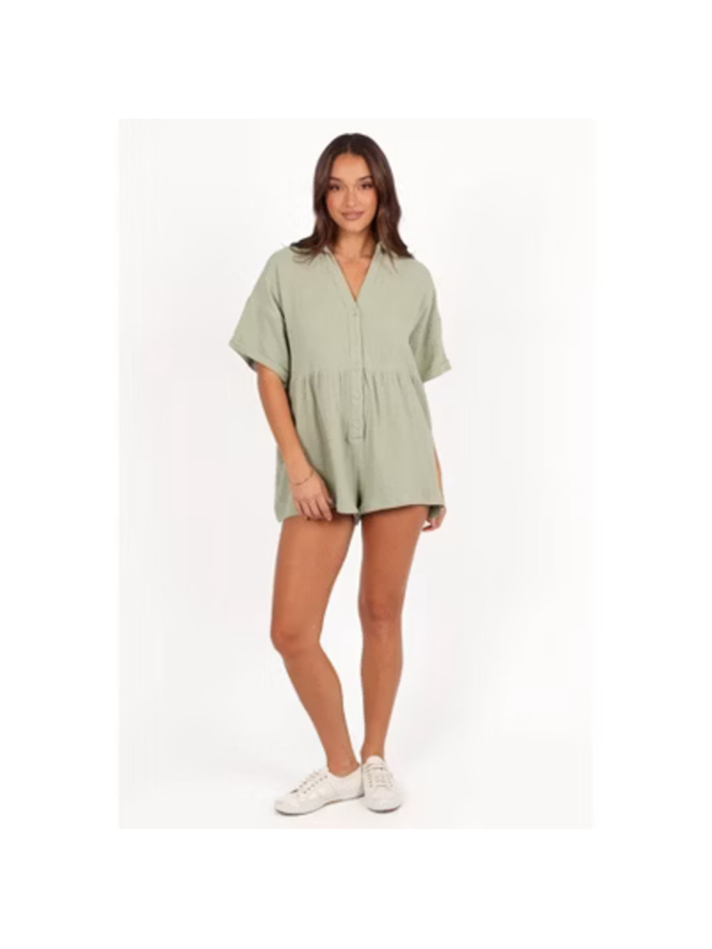 Women's Petal + Pup Sage Green Winny Playsuit Romper Size 4
